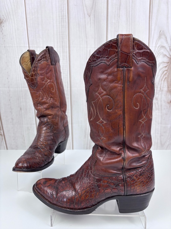 Justin Boots Other - Vintage Justin Boots Exotic Alligator Belly Leather Western Cowboy Brown Size 8D